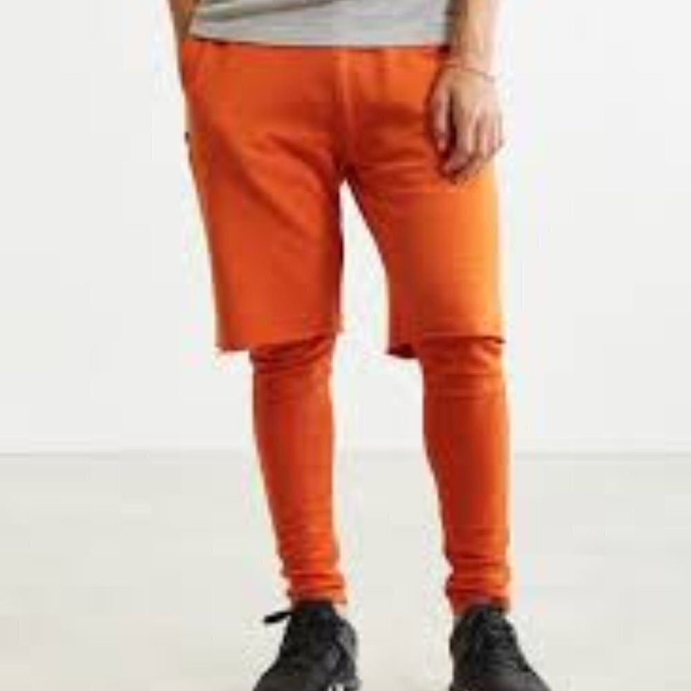 NEW Mens Large FairPlay Milford Layered Shorts Pants Orange Urban Outfitters
